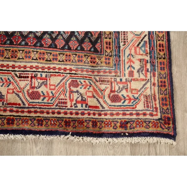 Navy Blue Boteh Botemir Persian Area Rug 4x7