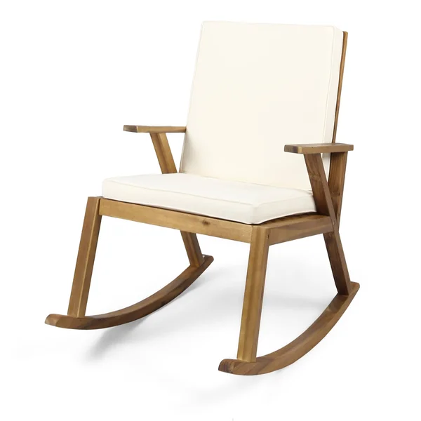 Christopher Knight Home Champlain Outdoor Acacia Wood Rocking Chair with Water-Resistant Cushions by - Size: Twin, Gray