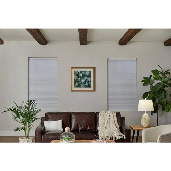 Home Decorators Collection White Cordless Blackout Cellular Shade - 66.25 in. W x 48 in. L (Motorization Compatible), Winter Whi