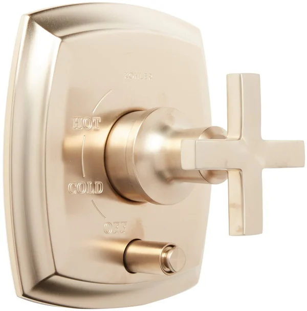 Kohler K-T98759-3-BV Margaux Rite-Temp Pressure-Balancing Trim with Push-Button Diverter and Cross Handles, Valve Not Included V