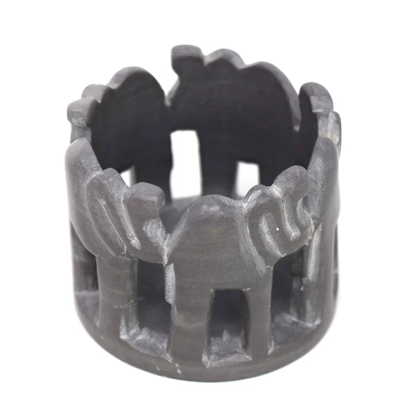Circle of Elephants Soapstone Sculpture - Dark Stone