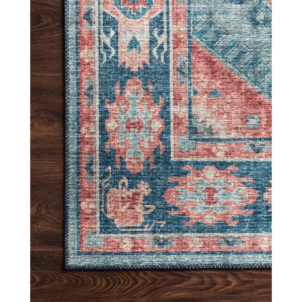 Alexander Home Leanne Traditional Distressed Printed Area Rug - Size: 9& x 12&, Blue