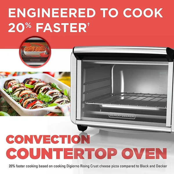 Black+decker TO3230SBD 6-Slice Convection Countertop Toaster Oven, Includes Bake