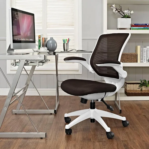 Porch & den Tonti White Frame Mesh Seat Office Chair - Grey