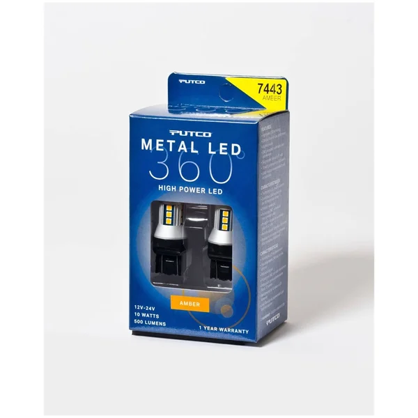 Putco 347443A-360 7443 - Amber Metal 360 LED