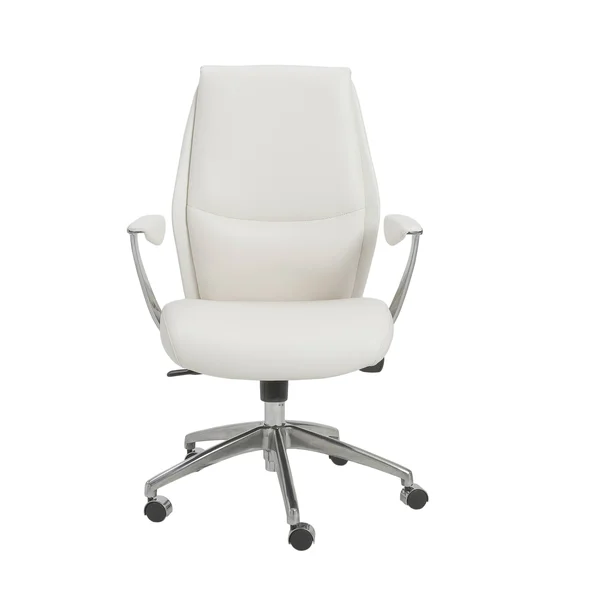 25.50x22 x 27x22 x 42.75x22 Low Back Office Chair in White with Polished Aluminum Base
