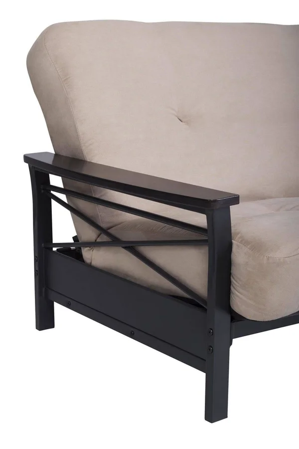 Nadine Metal Futon Frame with Wood Armrests - Espresso/Black - DHP