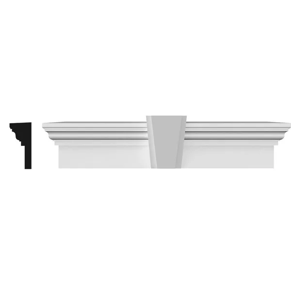 Ekena Millwork CRH09X64KA 64x22 Bottom Width x 70 1/4x22 Top Width x 9x22H x 1x22P Traditional Crosshead w/ Deco Keystone