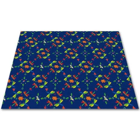 Kid Carpet Dragonflies Play Area Rug; 6& x 9& - Blue