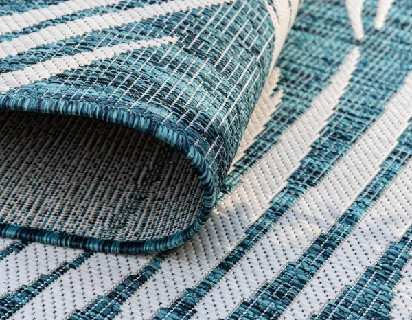 Unique Loom Outdoor Palm Rug - 5& 0 x 8& 0 - Teal