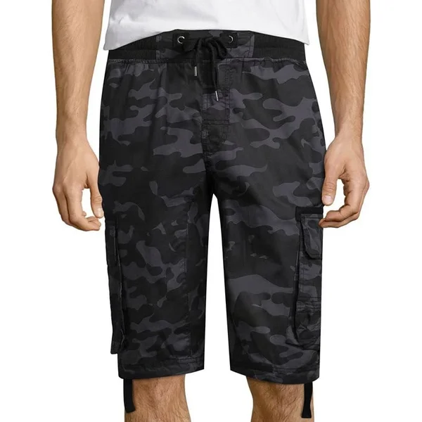 Southpole Mens Jogger Shorts with Cargo Pockets - Grey/Black, M