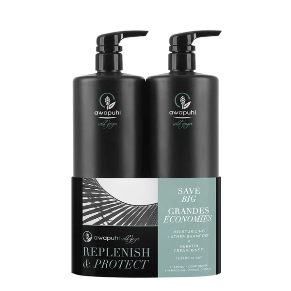 Paul Mitchell Awapuhi Ginger Shampoo and Keratin Cream Rinse 33oz Duo