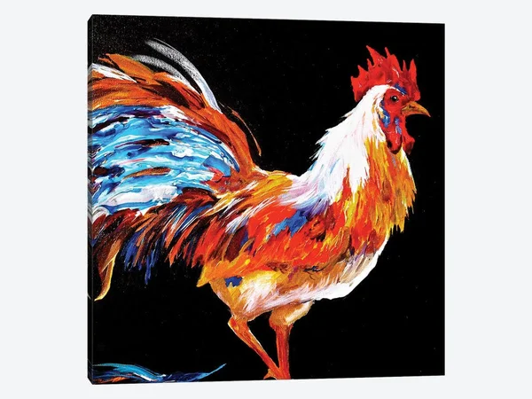 Lindsey Dahl Paintings Canvas Art Prints - Rooster ( Animal Art > Farm Animals > Chickens & roosters art)