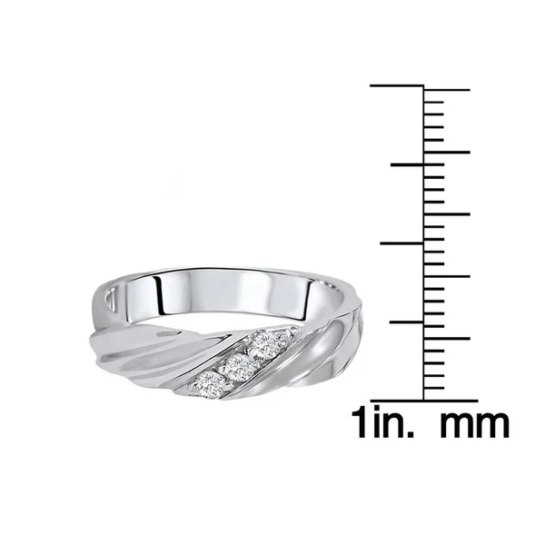 Pompeii3, Inc 14K White Yellow and Rose Gold Men's 1/5ct TDW 3-Stone Diamond Wedding Ring, Size: 6 - Rose, Pink