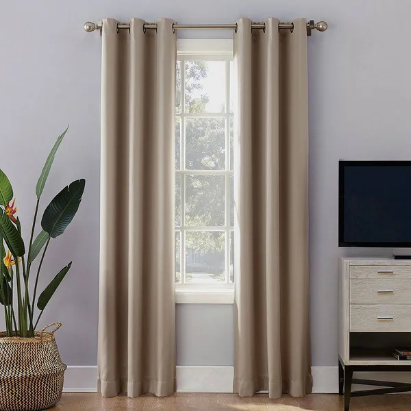 Sun Zero Extreme 2-Pack Norway Theater Grade 100% Blackout Window Curtain - LT Beige, 40X84