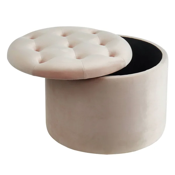 Talia Round Storage Ottoman Blue