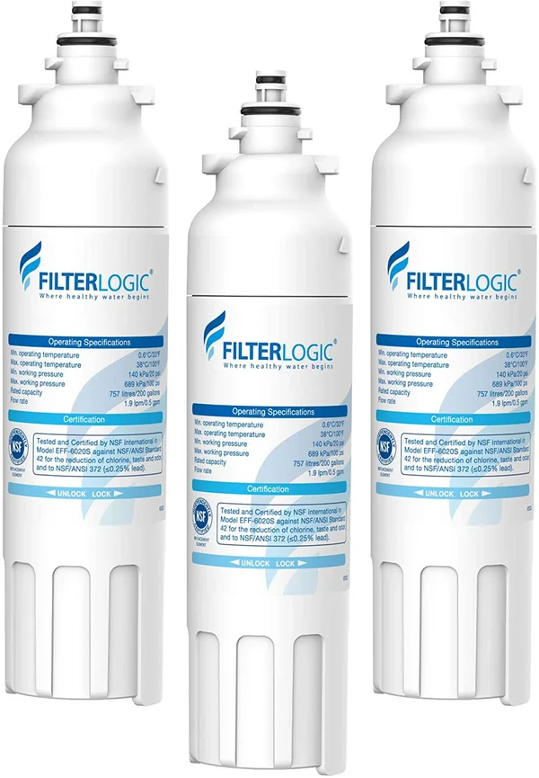 Filterlogic ADQ73613401 Refrigerator Water Filter - Replacement for LG LT800P, ADQ73613402, ADQ73613408, ADQ75795104, Kenmore 94
