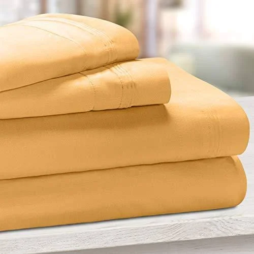 Impressions Arlington Egyptian Cotton Solid Sheet Set - Split King, Maple Sugar