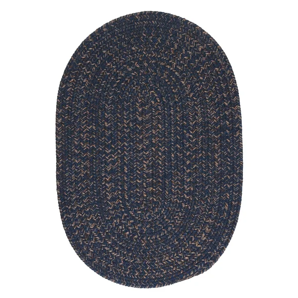 Colonial Mills Hillsdale Braided Reversible Rug USA Made - 8& x 10& Oval - Navy