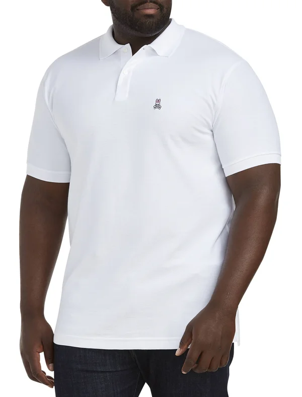 Psycho Bunny Big and Tall Classic Polo (White) Men's Clothing