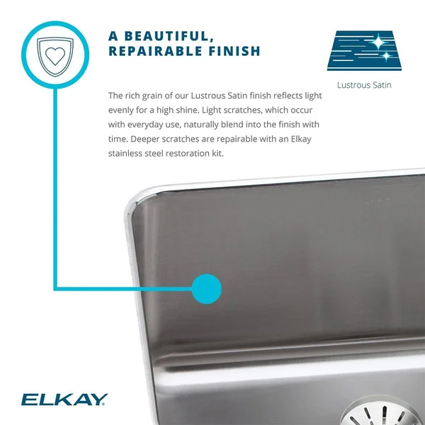Elkay BLR1516MR2 Lustertone 15x22 Top Mount Single Bowl Bar Sink