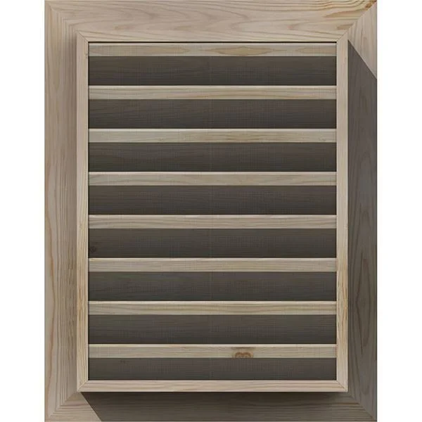 Ekena Millwork GVWVE24X2400SFPPI 24x22W x 24x22H Vertical Gable Vent (29x22W x 29x22H Frame Size): Primed - Functional, Smooth Pi