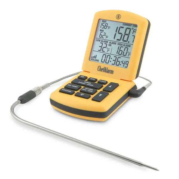 ThermoWorks ChefAlarm Cooking Alarm Thermometer and Timer, Yellow; Includes Pro-Series High Temp Cooking Probe, Built in Timer