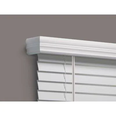 Custom Cordless Outside Mount Faux Wood Room Darkening White Horizontal/Venetian Blind Linen Avenue Width: 48