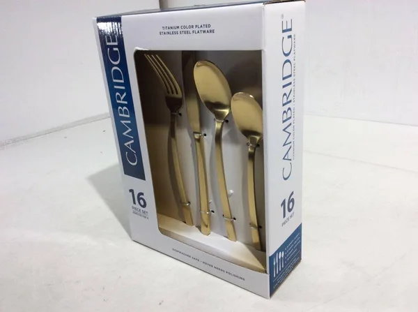 Cambridge Beacon Gold Satin 16-Piece Flatware Set - Service for 4 - Gold Satin