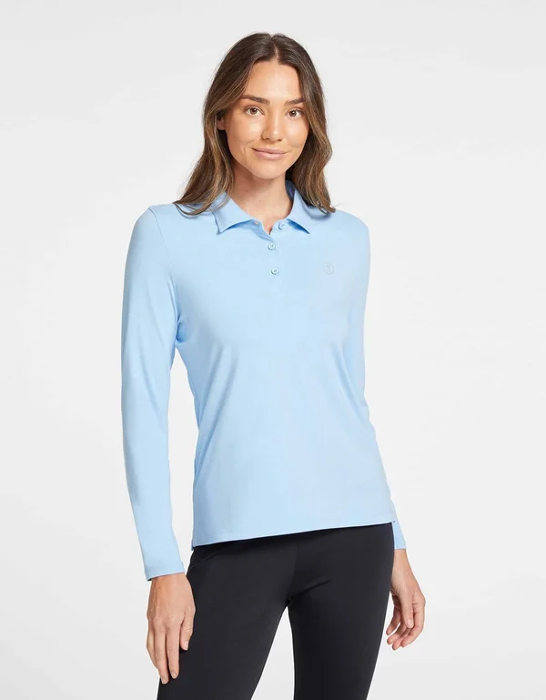 Long Sleeve Sun Protective Polo Shirt for Women UPF50+ - Sun Shirt Black