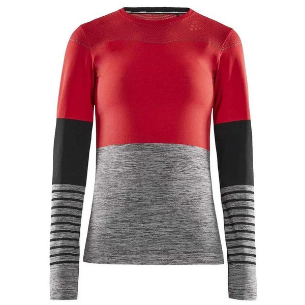 Craft Fuseknit Comfort Blocked RN Undershirt Red Black Grey Women - M