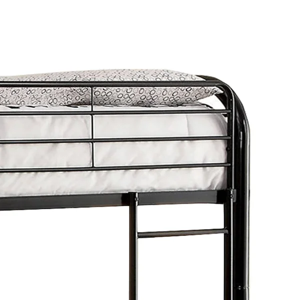 Benzara BM217482 Industrial Style Full Over Full Metal Bunk Bed with Tubular Frame Black