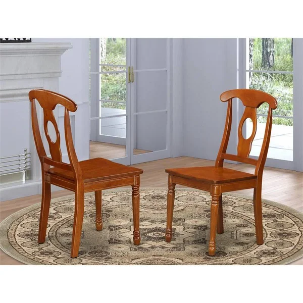 East West Furniture Napoleon Styled Chair with Wood SEAT - Set of 2