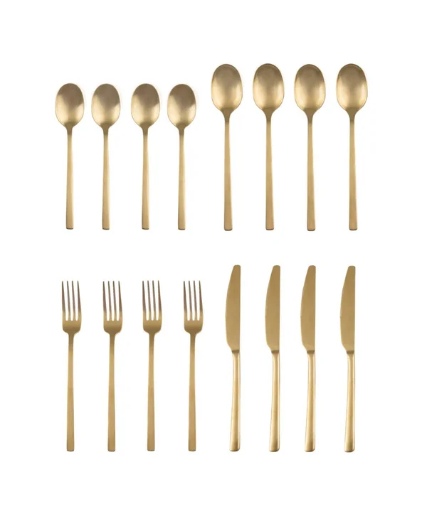 Cambridge Beacon Gold Satin 16-Piece Flatware Set - Service for 4 - Gold Satin