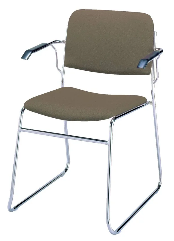 KFI 311 Upholstered Sled Base Stacking Chair, Brown