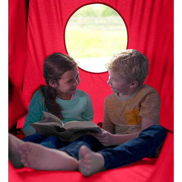HearthSong HugglePod Hangout Hanging Tent and Family Hangout Steel Stand Set, Red