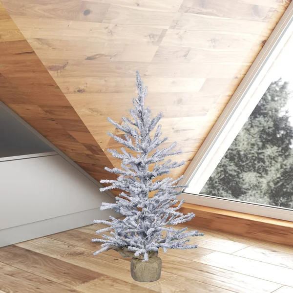 Vickerman 36x22 Flocked Angel Pine Artificial Christmas Tree, Unlit