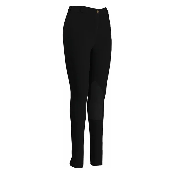 TuffRider Ladies Pull-On Knee Patch Breeches - 34, Black