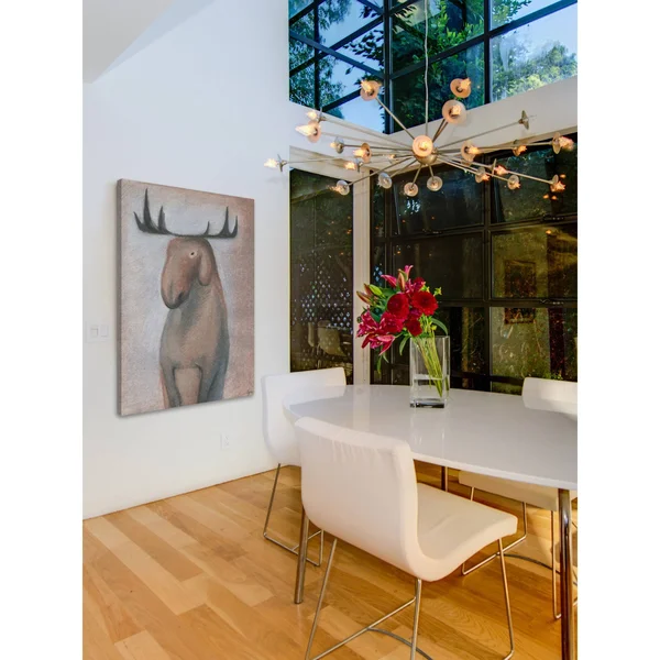 Marmont Hill 'Happy Moose' Painting Print on Wrapped Canvas, Brown