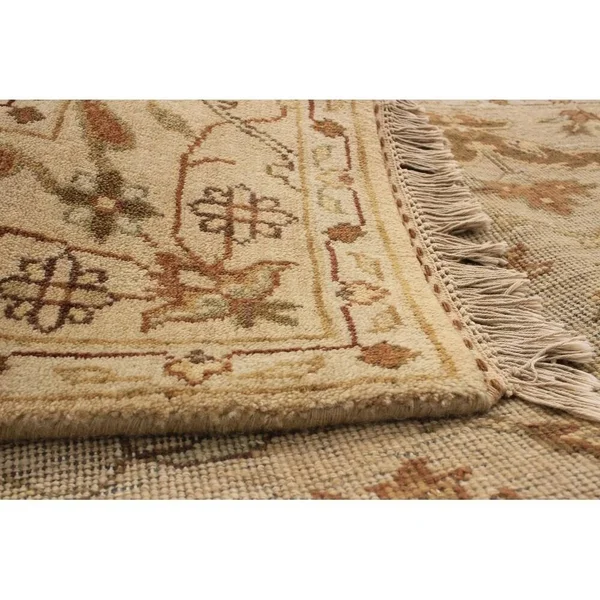 Hand-Knotted Finest Agra Jaipur Light Khaki Wool Rug 5&3x22 x 7&10x22