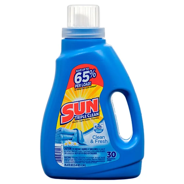 Sun Burst Liquid Detergent 45.4 oz 2X Clean & Fresh, Wholesale, Bulk (Pack of 6)