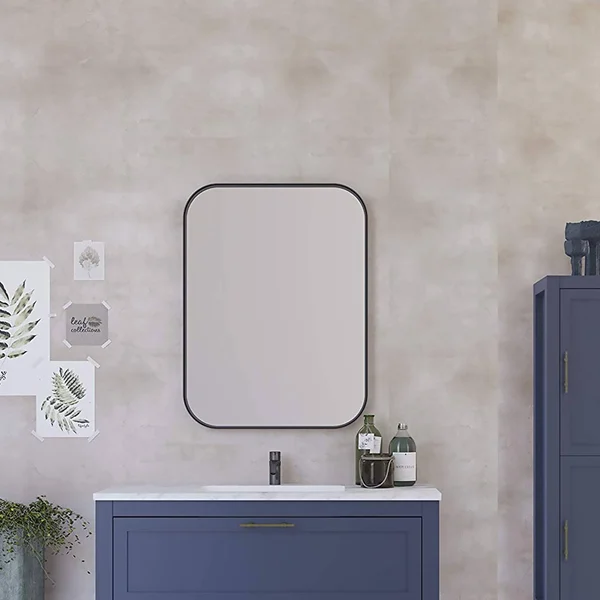 Kende Squared Mirror Black, 32 x 24 in, Metal Squared Wall Mirror
