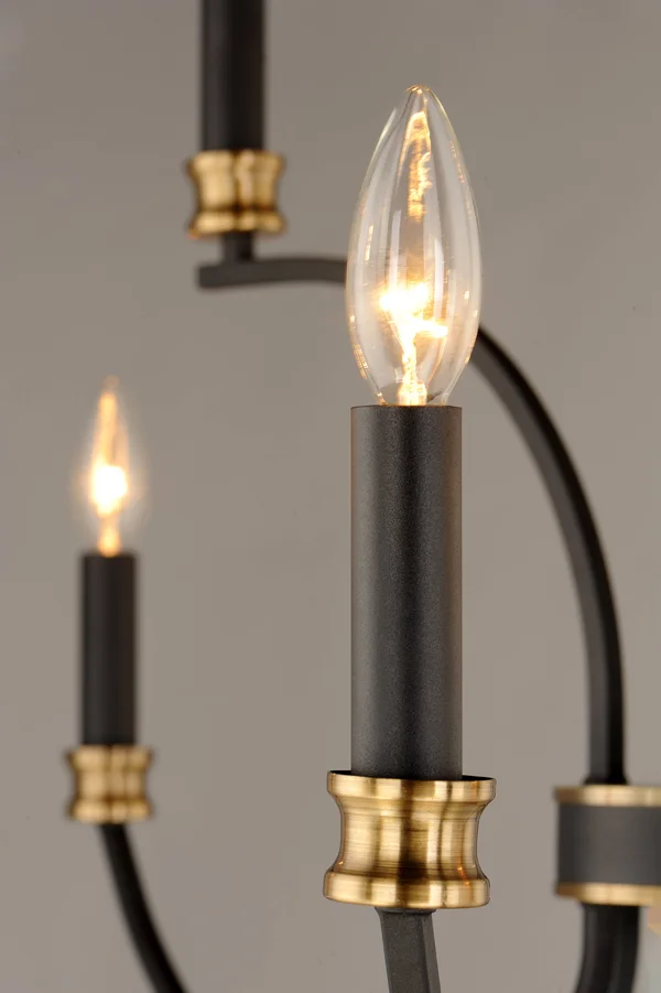 Maxim Charlton 9-Light Chandelier - Black, Antique Brass - 11377BKAB
