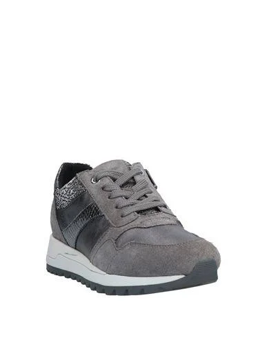 Geox Woman Sneakers Lead Size 6 Soft Leather, Textile fibers