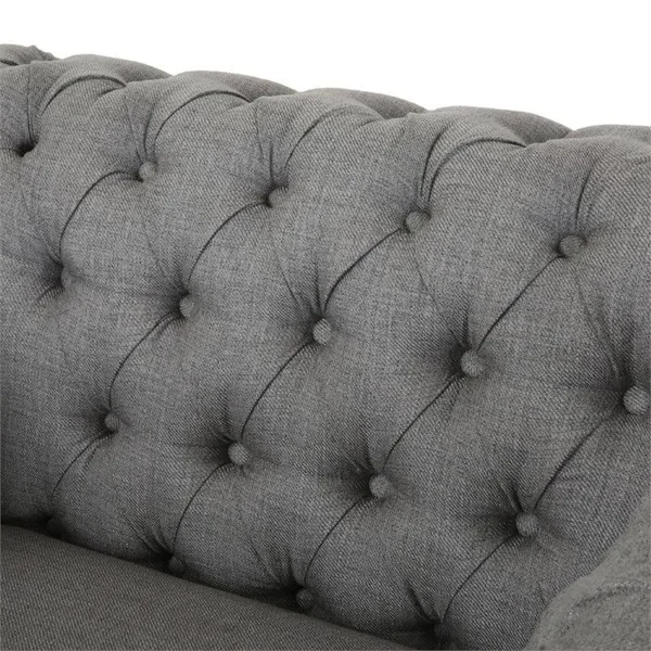 Noble House Westminster Chesterfield Fabric Club Chair in Dark Gray