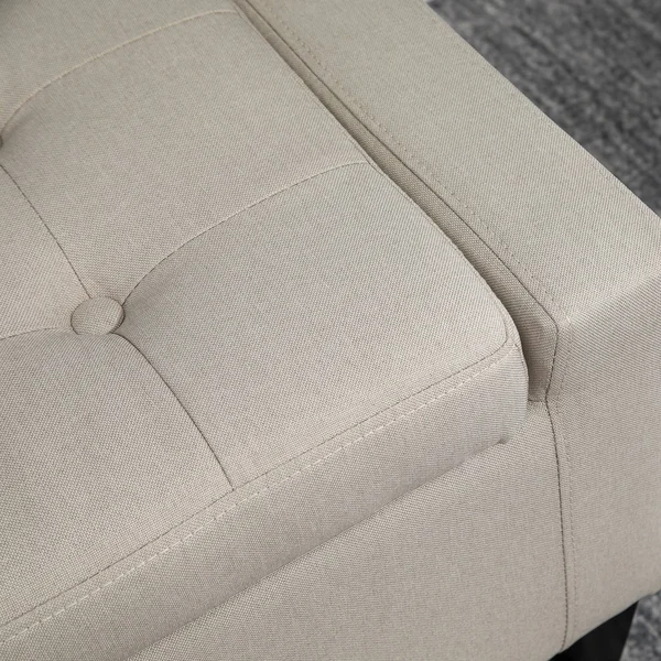 HOMCOM Linen Storage Ottoman Bench Storage Chest Tufted Ottoman Cube with Flipping Top - Beige