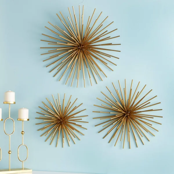 Creative Metal Wall Decor Set of 3, Gold