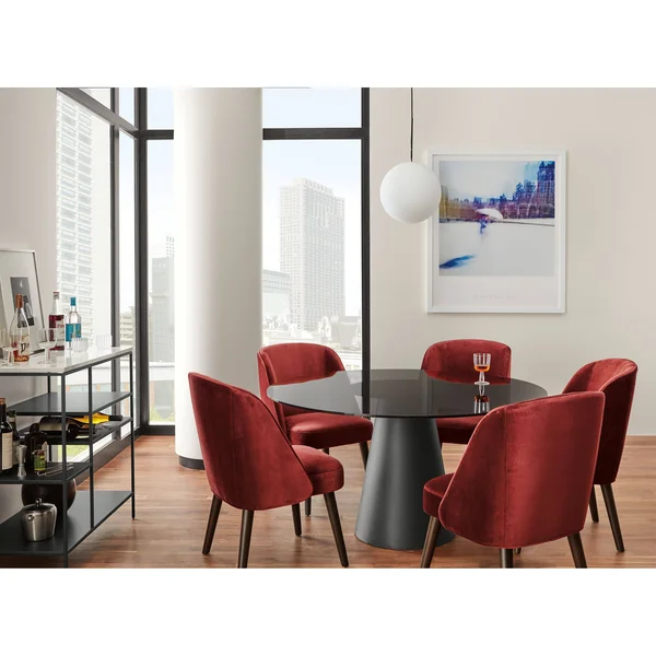 Room & Board, Modern Cora Side Chair in Declan Natural w/ Charcoal Legs White Brown - Performance Fabric