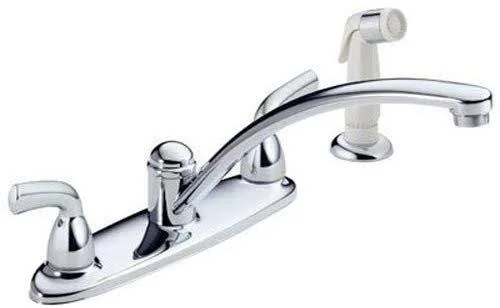 Delta Foundations B2410LF Two Handle Kitchen Faucet with Spray - Chrome