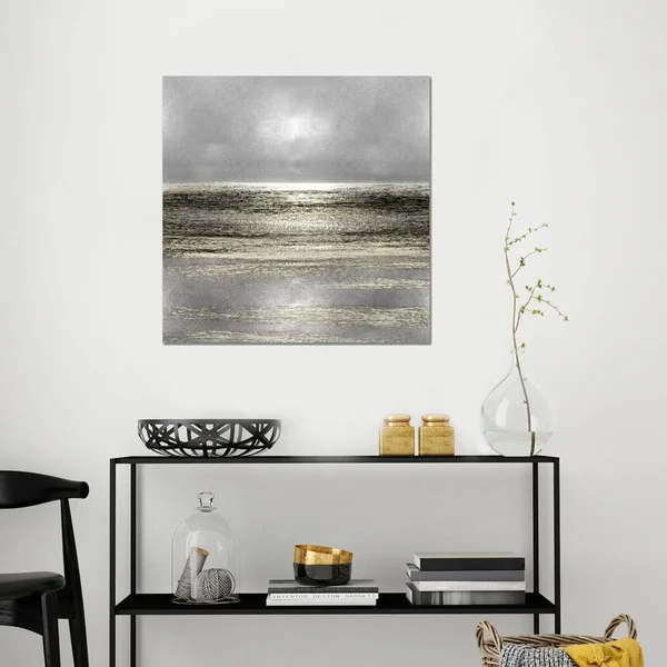 Michelle Matthews Canvas Art Prints - Silver Seascape I ( scenic & landscapes > Ocean art)